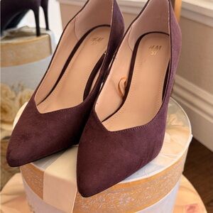 H&M Deep Burgundy Suede Heels